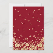 Rood Goud Rozen Vlinders Quinceanera Kaart (Achterkant)
