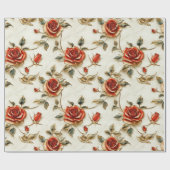 Rood Goud  Rozen Wrapping Paper Cadeaupapier (Vlak)