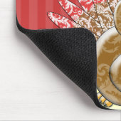 Rood Goud Schattige Cartoon Turkije Damask Pattern Muismat (Hoek)