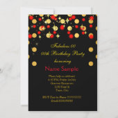 Rood Goud Schitterende Lichten Verjaardagsfeestje Kaart (Achterkant)