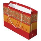 Rood goud Sinaasappel en geel Groot Cadeauzakje (Achterkant Gekanteld)