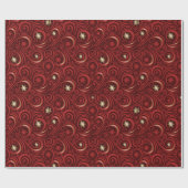 Rood Goud Snowflake Damask Patroon Wrapping Paper Cadeaupapier (Vlak)