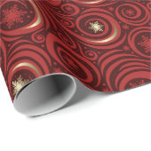 Rood Goud Snowflake Damask Patroon Wrapping Paper Cadeaupapier (Rol Hoek)