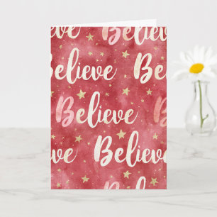 Rood Goud Sterren Roze Wit Geloof Kerstmis Kaart