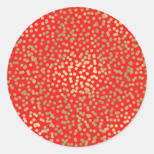 Rood & Goud Stippen Confetti Elegant Chique Glam P Ronde Sticker (Voorkant)