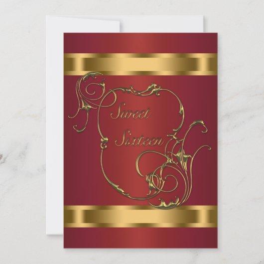 Rood Goud Sweet Zestien Verjaardagsfeest Kaart (Voorkant)