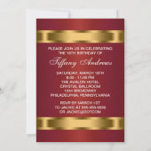 Rood Goud Sweet Zestien Verjaardagsfeest Kaart (Achterkant)