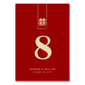 Rood Goud Tall Rechthoek Dubbele Xi Chinese Bruilo Kaart (Voorkant)