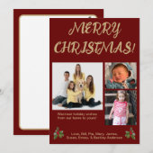 Rood & Goud Traditionele Stijl Foto Kerstkaart (Voorkant / Achterkant)