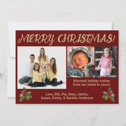 Rood & Goud Traditionele Stijl Foto Kerstkaart (Voorkant)