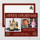 Rood & Goud Traditionele Stijl Foto Kerstkaart (Voorkant / Achterkant)