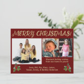 Rood & Goud Traditionele Stijl Foto Kerstmis Kaart (Staand voorkant)