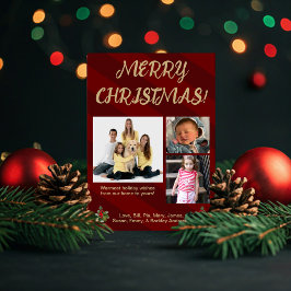 Rood & Goud Traditionele Streep Foto Kerstkaart