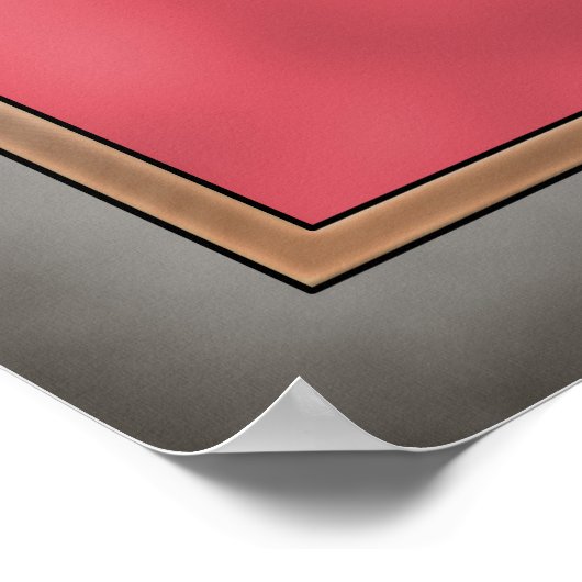 Rood, Goud, Turquoise Cyberpunk Art Deco Design Poster (Hoek)