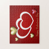Rood Goud Valentijnsdag Romantische Harten Legpuzzel (Verticaal)