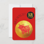 Rood Goud Varken Papercut Chinees Nieuwjaar FCI Kaart (Voorkant)