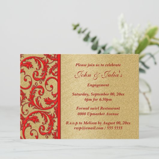 Rood goud verloving verjaardag PERSONALIZE Kaart (Staand voorkant)