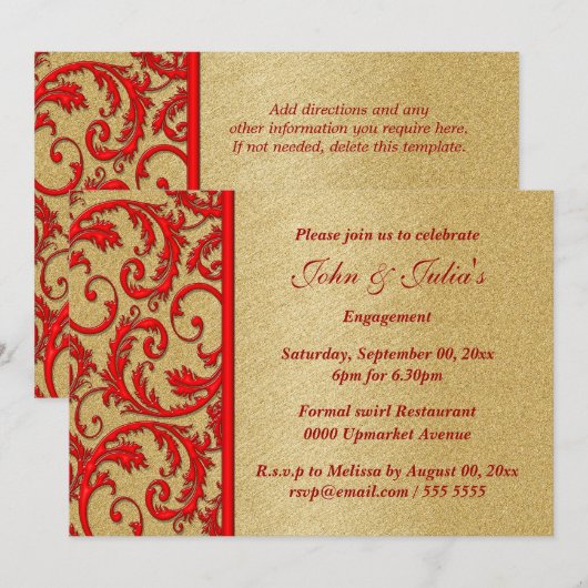 Rood goud verloving verjaardag PERSONALIZE Kaart (Voorkant / Achterkant)