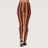 Rood & Goud Verticale Strepen Gestreept Patroon Leggings (Achterkant)