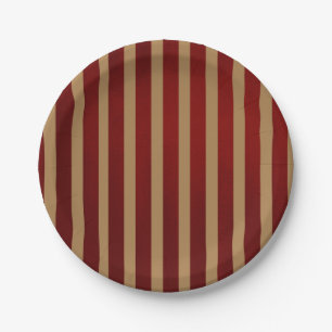 Rood & Goud Verticale Strepen Gestreept Patroon Papieren Bordje