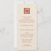 Rood/Goud Vierkant Dubbel Geluk Chinees Huwelijk Kaart (Voorkant)