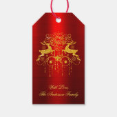Rood Goud Vrolijk Kerstcadeau Labels Cadeaulabel (Voorkant)