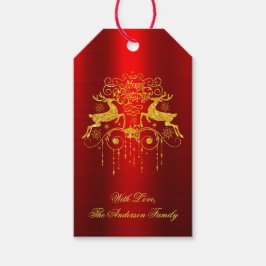 Rood Goud Vrolijk Kerstcadeau Labels Cadeaulabel