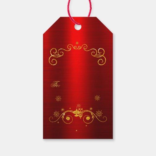 Rood Goud Vrolijk Kerstcadeau Labels Cadeaulabel (Achterkant)