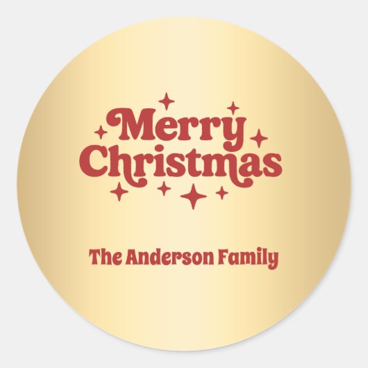 Rood goud Vrolijk kerstcadeau Ronde Sticker (Voorkant)