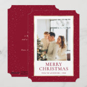 Rood Goud Vrolijke Kerstfoto Feestdagenkaart (Voorkant / Achterkant)