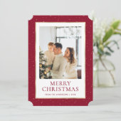Rood Goud Vrolijke Kerstfoto Feestdagenkaart (Staand voorkant)