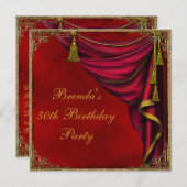 Rood Goud Vrouwen Goud 50ste Verjaardagsfeest Kaart (Voorkant / Achterkant)