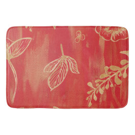 Rood Goud Waterverf Bloemen Badmat