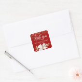 ROOD Goud Waterverf Bloemen Bruiloft Dank u Vierkante Sticker (Envelop)