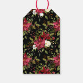 Rood Goud Waterverf Bloemen Poinsettia Kerst Cadeaulabel (Achterkant)