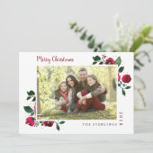 Rood Goud Waterverf Bloemen Vakantie Kaart (Staand voorkant)