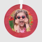 Rood & Goud Waterverf FOTO Merry Little Christmas Ornament (achterkant)