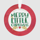 Rood & Goud Waterverf FOTO Merry Little Christmas Ornament (voorkant)