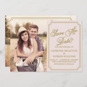 Rood & Goud Whimsische Kennisgeving van Bewaar de Save The Date (Voorkant / Achterkant)