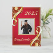 Rood Goud Wit Afstuderen 2025 Kaart (Staand voorkant)