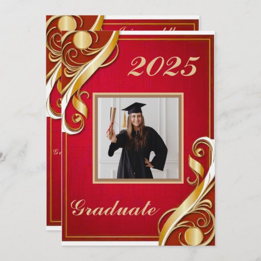 Rood Goud Wit Afstuderen 2025 Kaart (Voorkant / Achterkant)