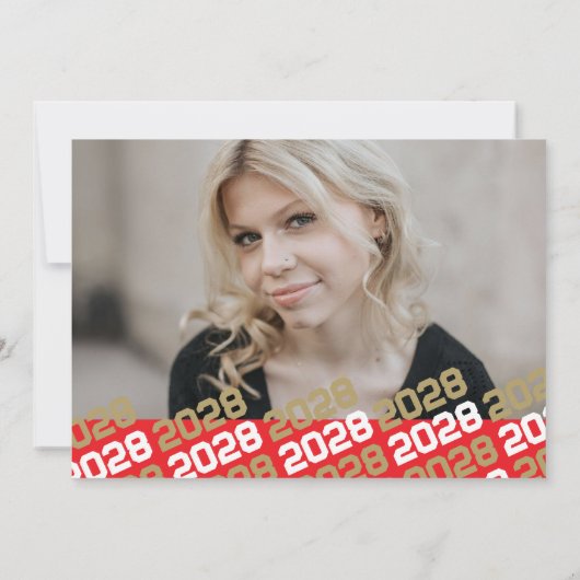 Rood, Goud & Wit Afstuderen 2 Fotouitnodiging Kaart (Achterkant)