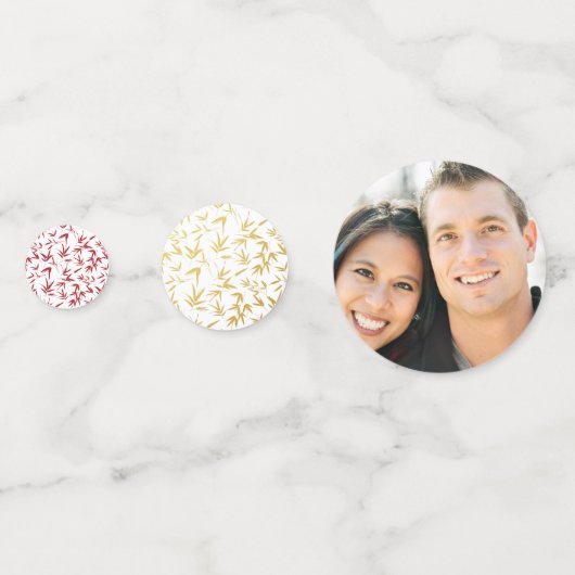 Rood Goud & Wit Bamboe Dubbel Geluk Chinees Confetti (Voorkanten)