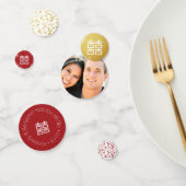 Rood Goud & Wit Bamboe Dubbel Geluk Chinees Confetti (Groep)