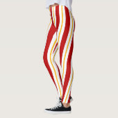 Rood Goud & Wit Candy Cane Stripes Kerstmis Leggings (Links)