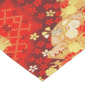 Rood Goud Wit Japans Bloemen Katoen Dineren Korte Tafelloper (Hoek)
