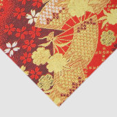 Rood Goud Wit Japans Kimono Bloemen Decoupage Tissuepapier (Detail)