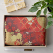 Rood Goud Wit Japans Kimono Bloemen Decoupage Tissuepapier (Geschenk)