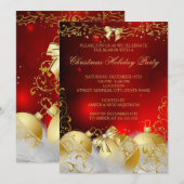 Rood Goud Wit Kerstbal Kerstfeest Feest Kaart (Voorkant / Achterkant)