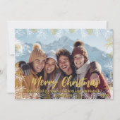 Rood Goud Wit Moderne Botanische Foto Kerstmis Feestdagenkaart (Voorkant)